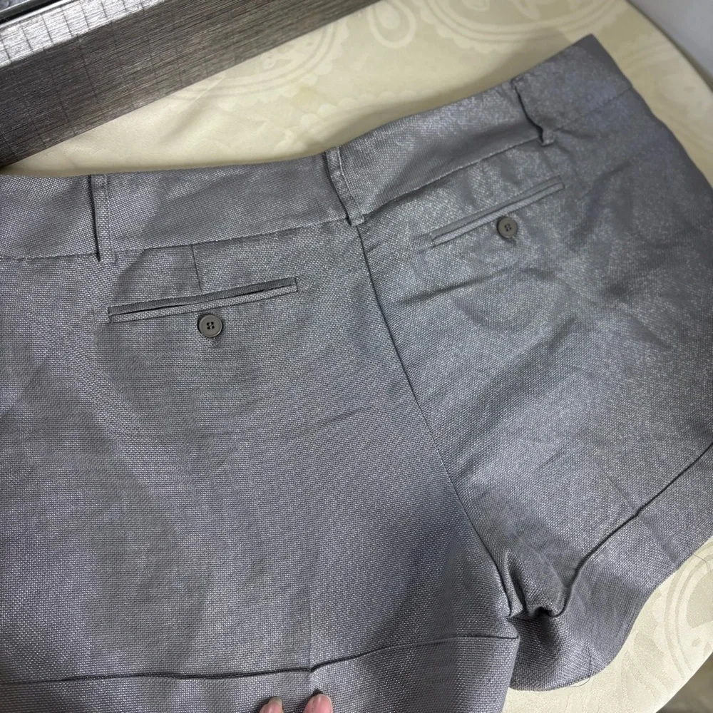 New York & Company Gray metallic Flat Front Shorts